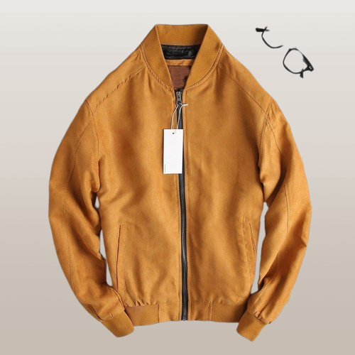 Áo khoác nam da lộn cổ bom bomber thu đông ấp áp