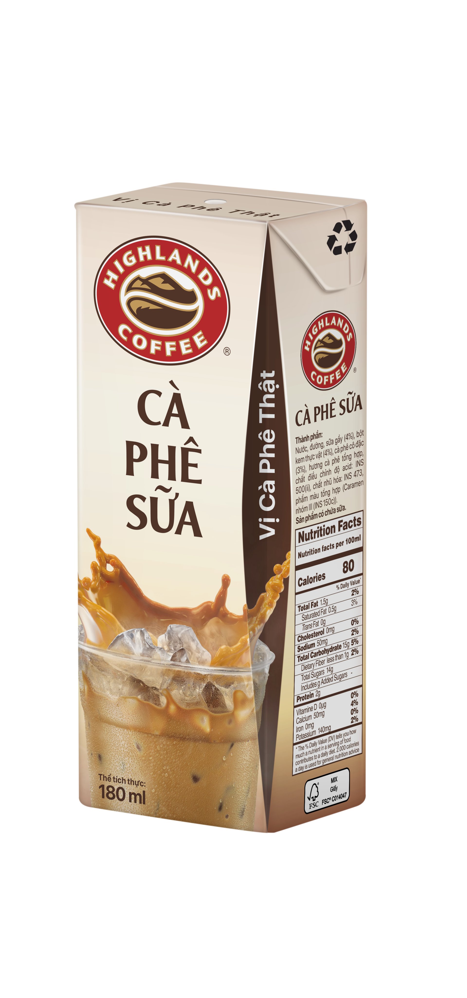 [Mua 3 Lốc Tặng 1 Lốc] Cà phê Sữa Tetra Pack Highlands Coffee [180ml x 4 Hộp]