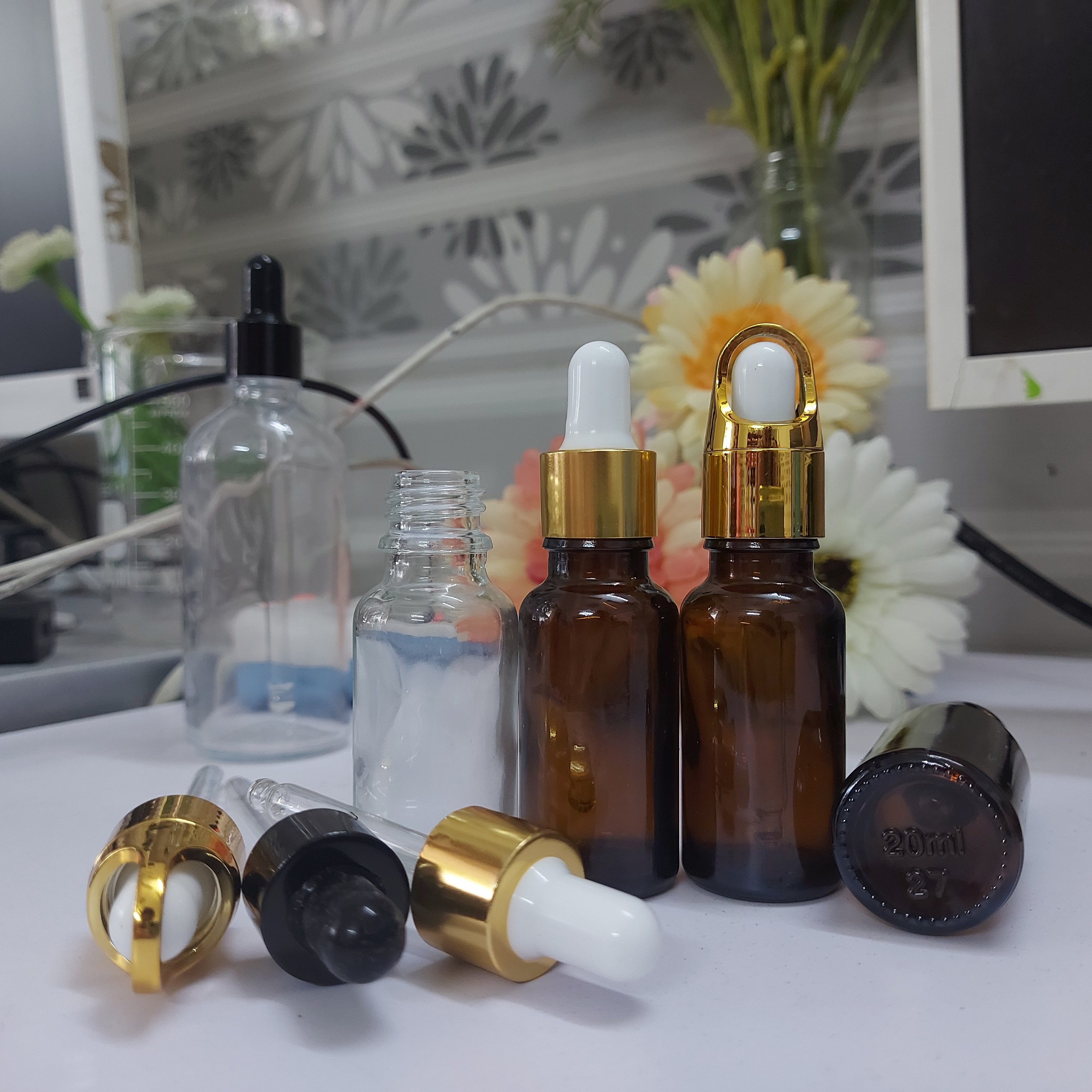 100 Chai thủy tinh 20ml chai đựng serum, lọ chiết mỹ phẩm, tinh dầu du lịch