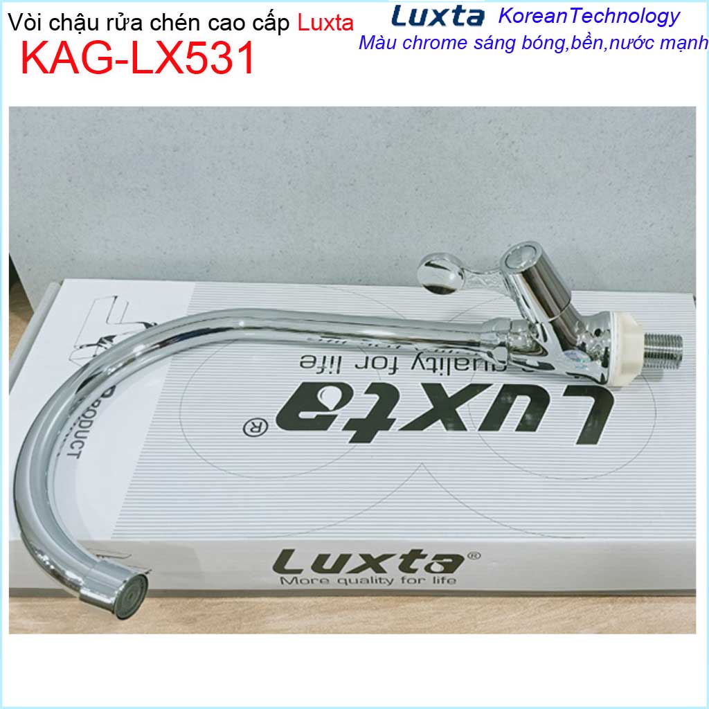 [HCM]Vòi chậu rửa chén bát lạnh Luxta KAG-LX531 cần cong, vòi bếp cần cong tay gạt sử dụng siêu bền nước mạnh