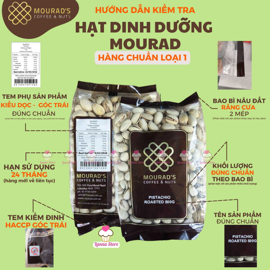 [CHUẨN LOẠI NGON] Hạt Dẻ Cười Úc Mourad's Chuẩn Nhập 100% Hàng Ngon Loại 1 KHÔNG TẨY (500g)