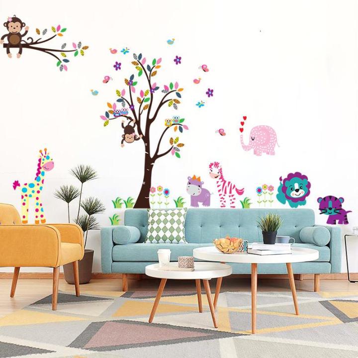 (Size lớn)Decal dán tường VUI CÙNG KHỈ CON HPMDF5099 Sticker Tranh Dán Tường -- Decal dán tường cho bé - Decal dán tường động vật