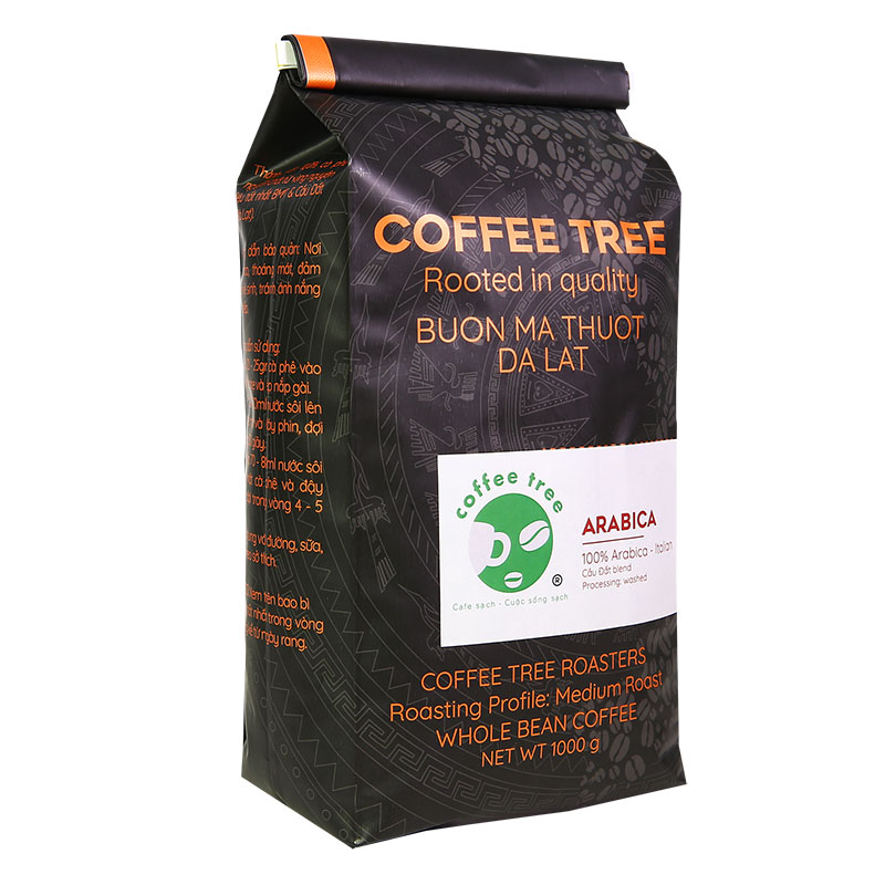 Cà phê Hạt Arabica Cầu Đất nguyên chất 100% Coffee Tree thơm nồng, vị nhẹ, gu tây