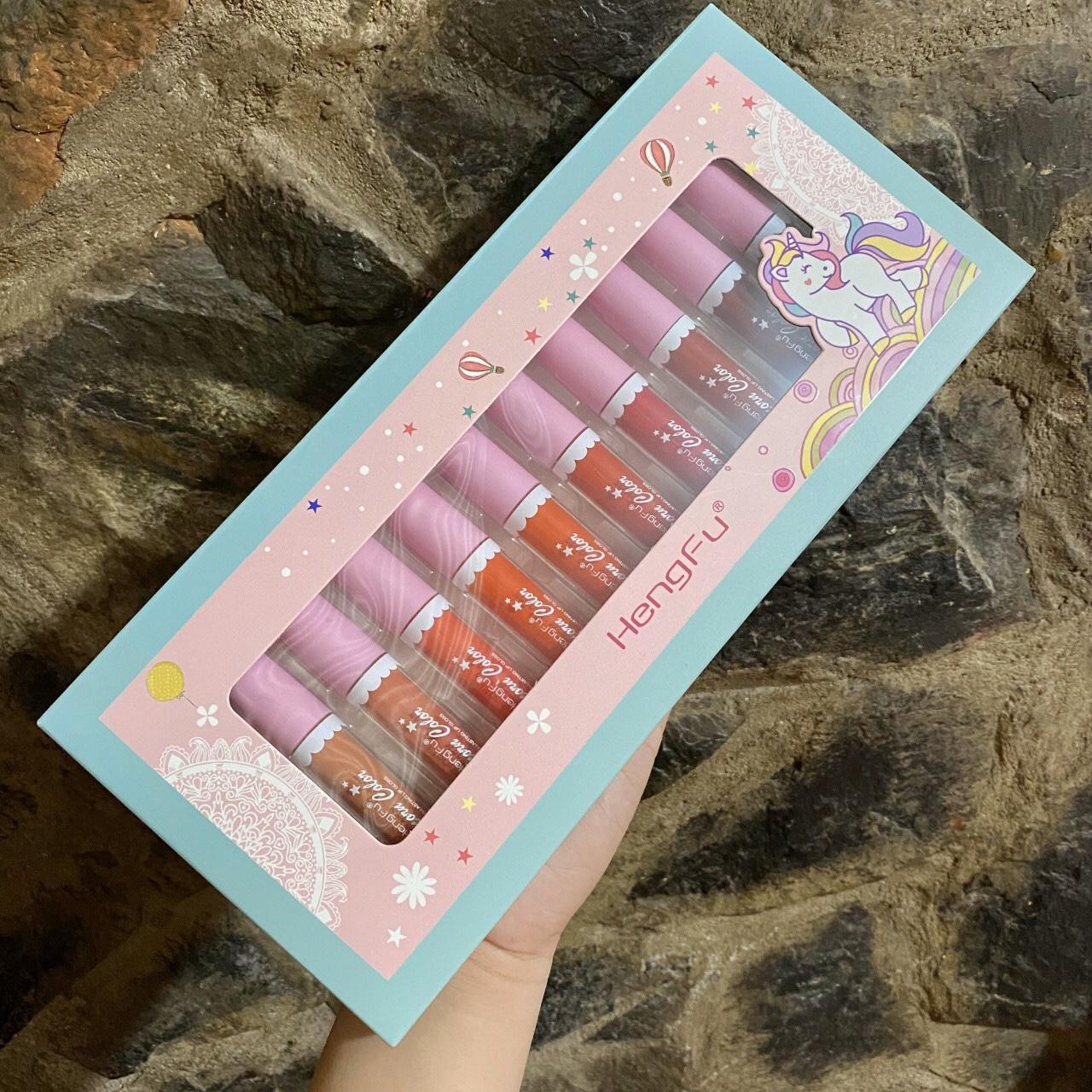 Set 12 cây son kem Hengfu Unicorn Color - Cavali - Chất son kem lì mịn dưỡng mềm môi lâu trôi