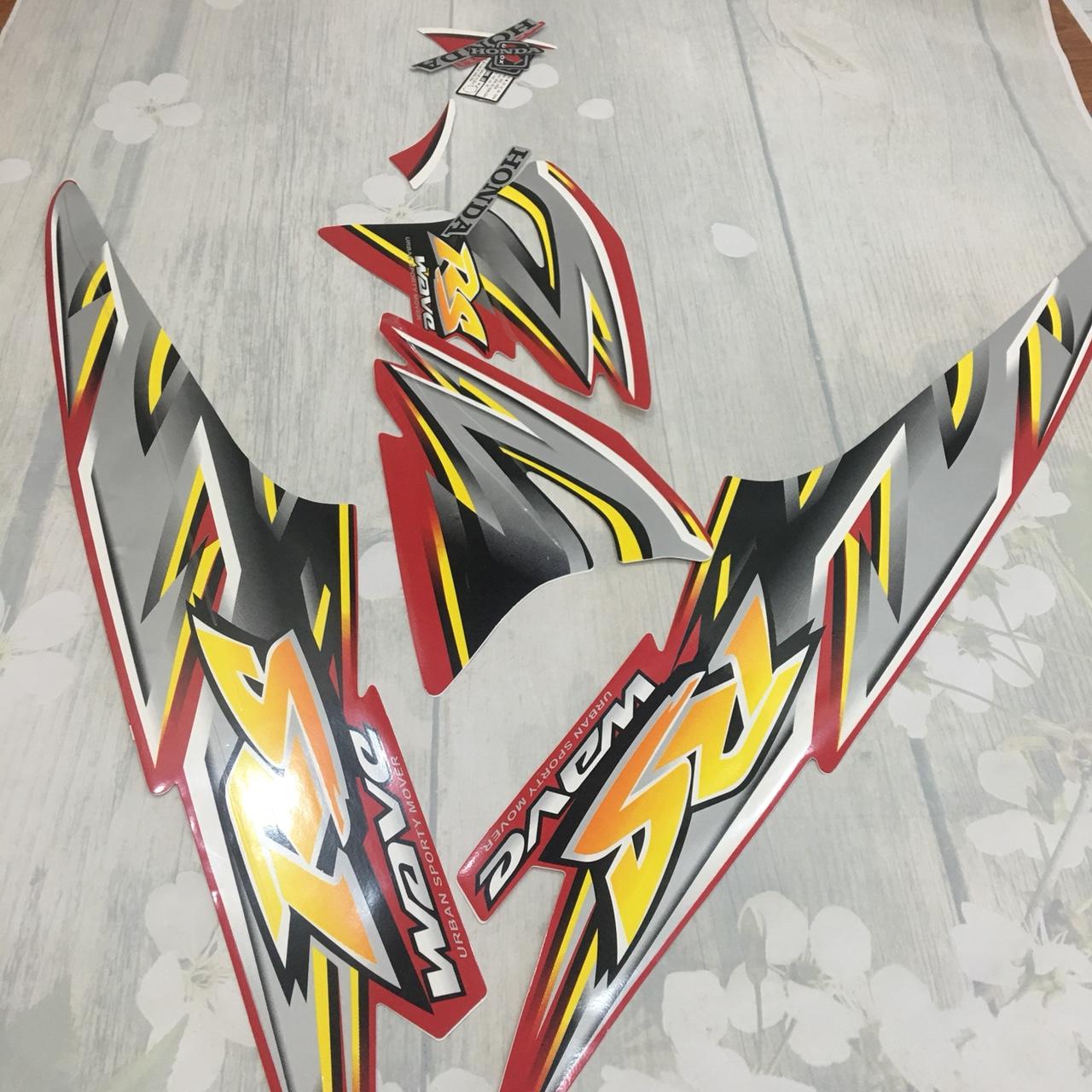 Bộ Tem  xe Wave RS- Decal xe Wave rs 2008  màu Đỏ -tem 3 lớp