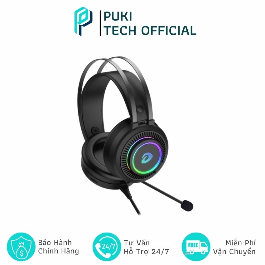 Tai Nghe Có Dây Gaming Giá Rẻ DareU EH416 RGB  -PUKI Tech Official- PUKI267 Hàng Tốt, Thiết Kế Đèn LED Tự Động Chuyển Màu, Công Suất Lớn, Âm Thanh Vượt Trội