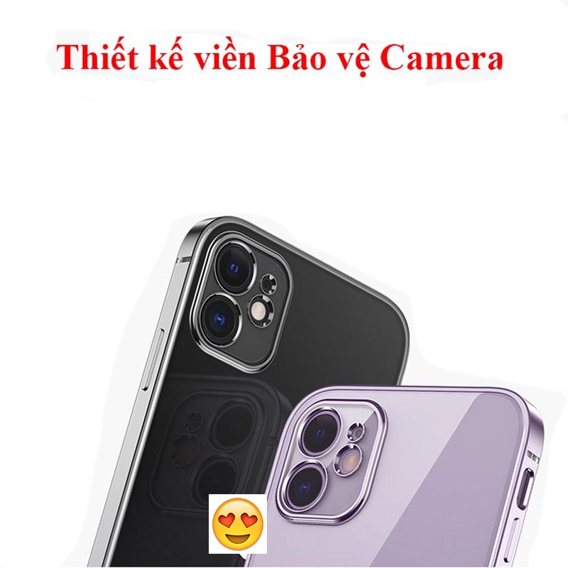 Ốp Lưng Ip Dẻo Trong, Bảo Vệ Camera, Viền Xi Vuông