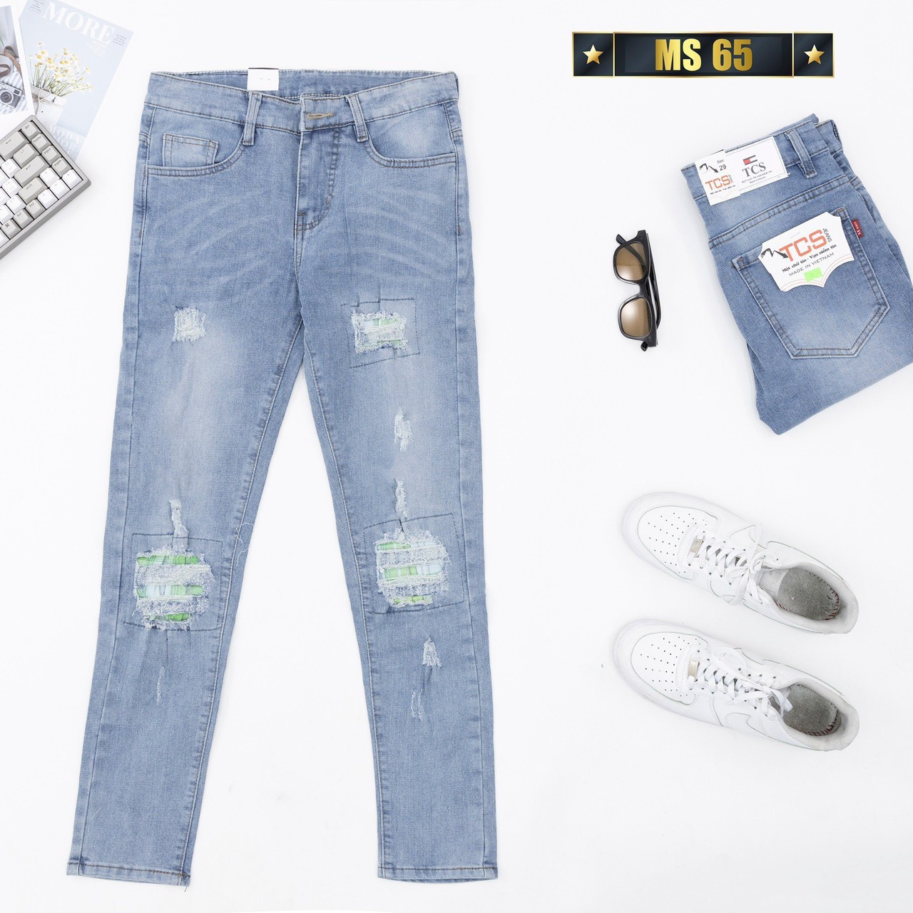 Quần bò nam | Quần jean nam co dãn | Quần jeans nam bo chân cao cấp mẫu 176