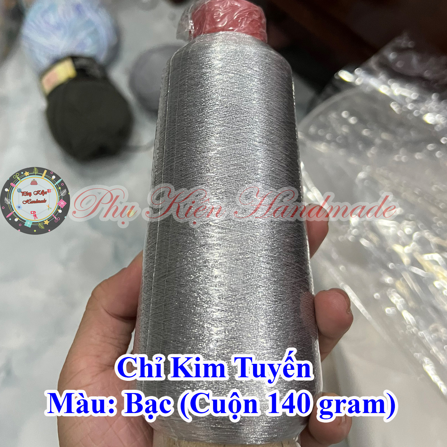 Chỉ kim tuyến móc kèm cuộn 140gram