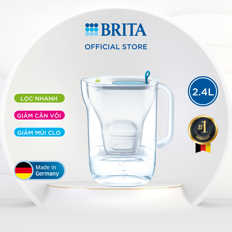Brita Style Blue 2.4L Water Filter (with 1 Maxtra+ & Smartlight Filter Core Available) - Brand from Germany