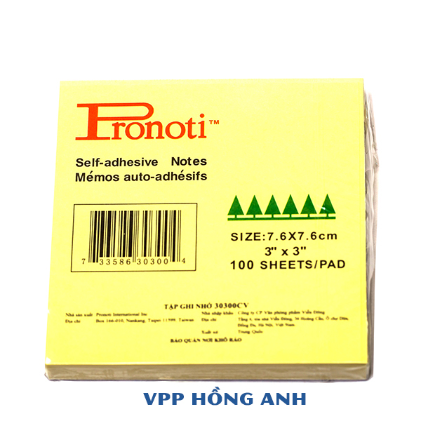Giấy ghi chú Pronoti - giấy note vàng Pronoti 3x3