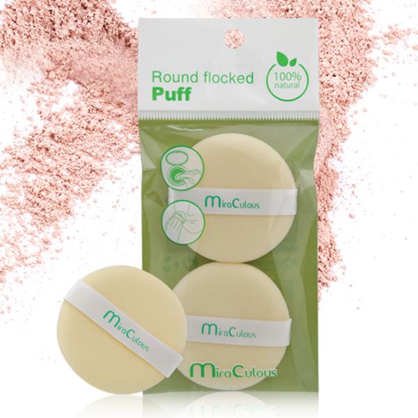 Cặp đôi bông phấn tròn Mira Culous Round Flocked Puff Hàn Quốc (quai trắng)