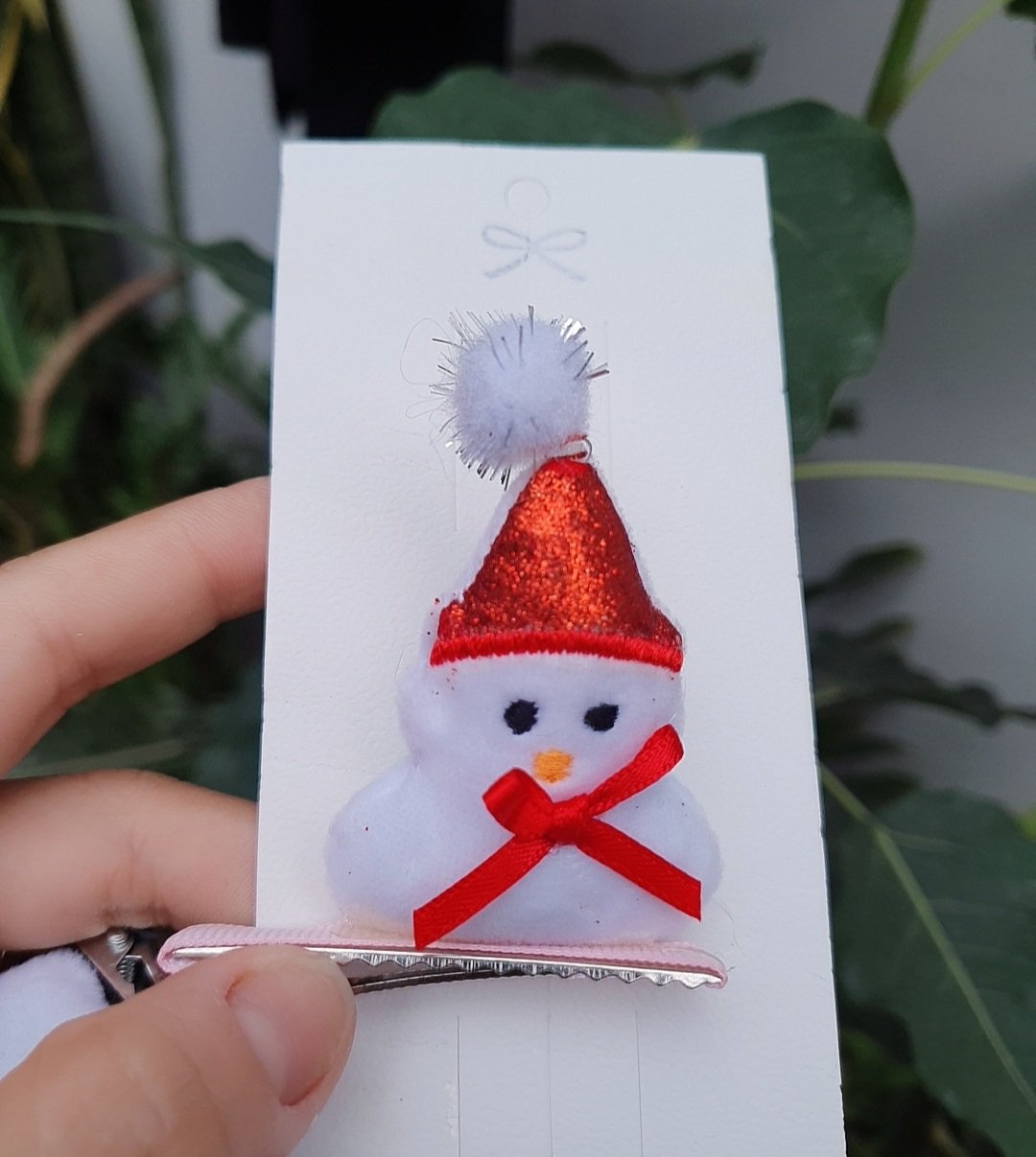 Kẹp mái Noel gấu bông - ông già noel người tuyết