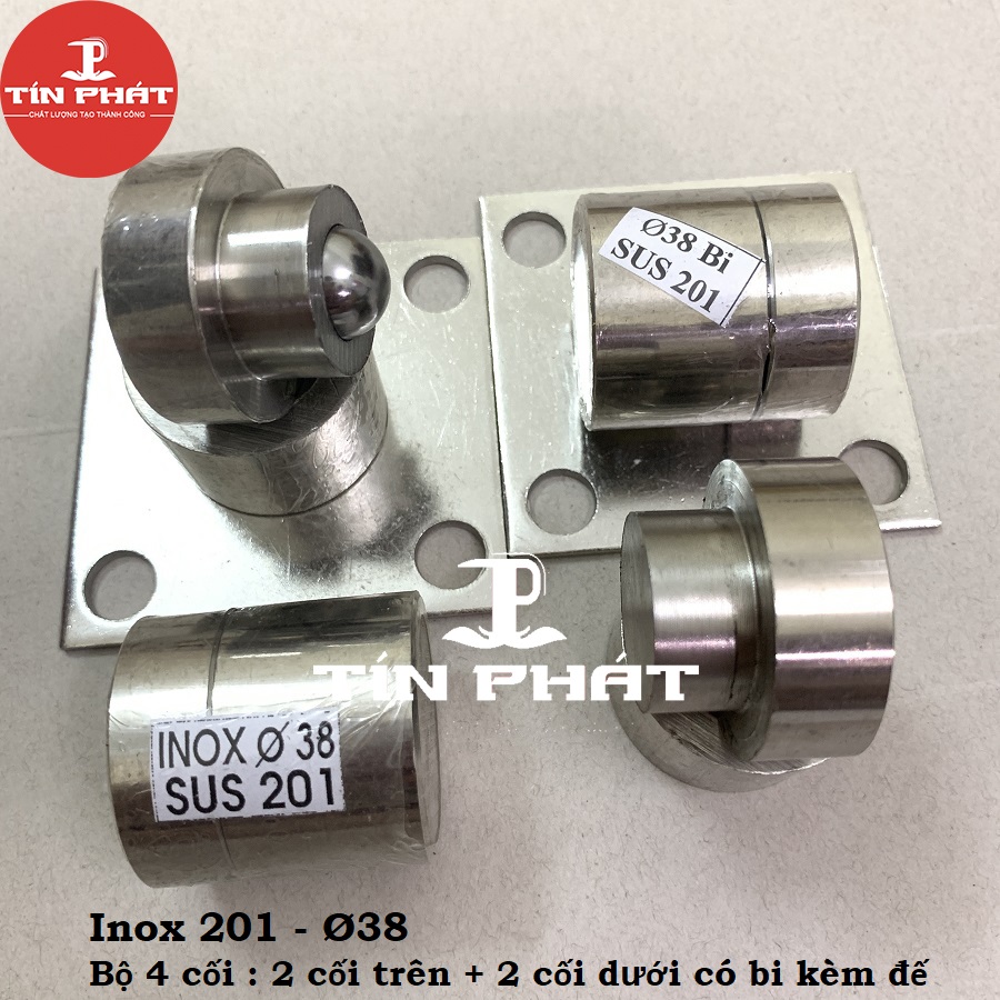 Bộ 4 bản lề cối xoay 360º - Inox 201 Ø38 - Dùng cho cửa 2 cánh