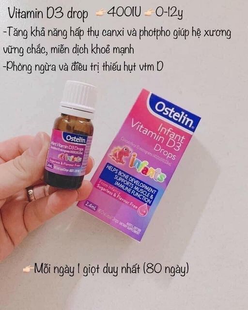 Vitamin D3 Ostelin Infant dạng giọt của Úc 2.4ml