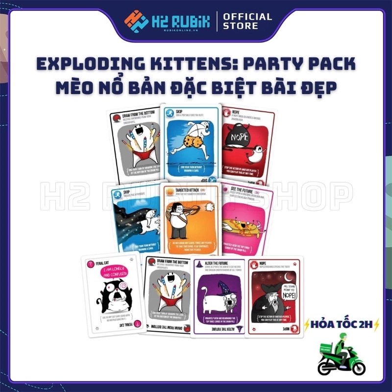 Mèo Nổ Bản Đặc Biệt Party Pack Board Game Exploding Kittens Bài Đẹp Tiếng Anh US