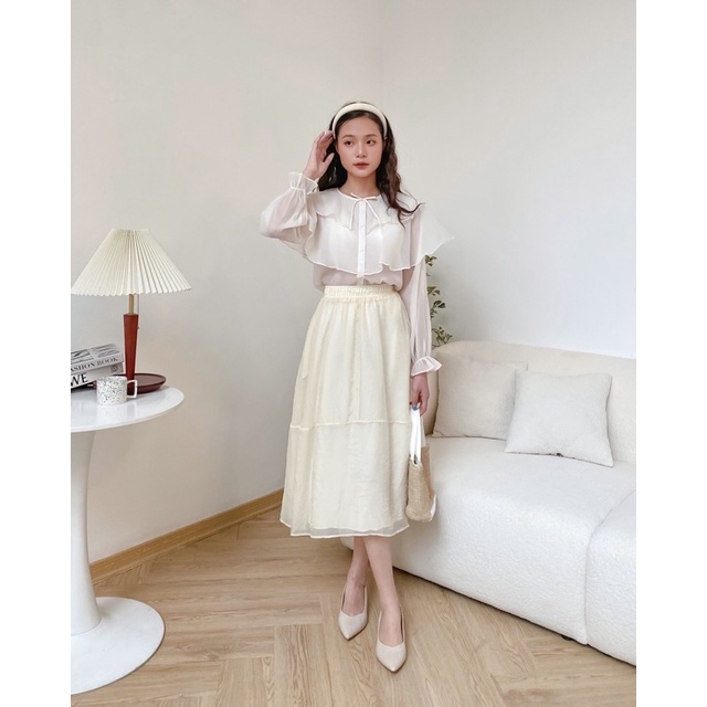 Chân váy nữ dáng dài cạp chun 76v12, v238421