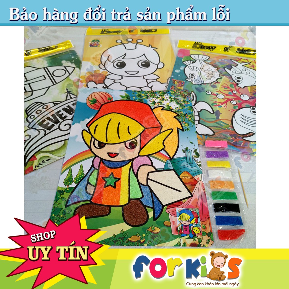Tranh Cát Khổ A4 Nền Màu Cho Bé