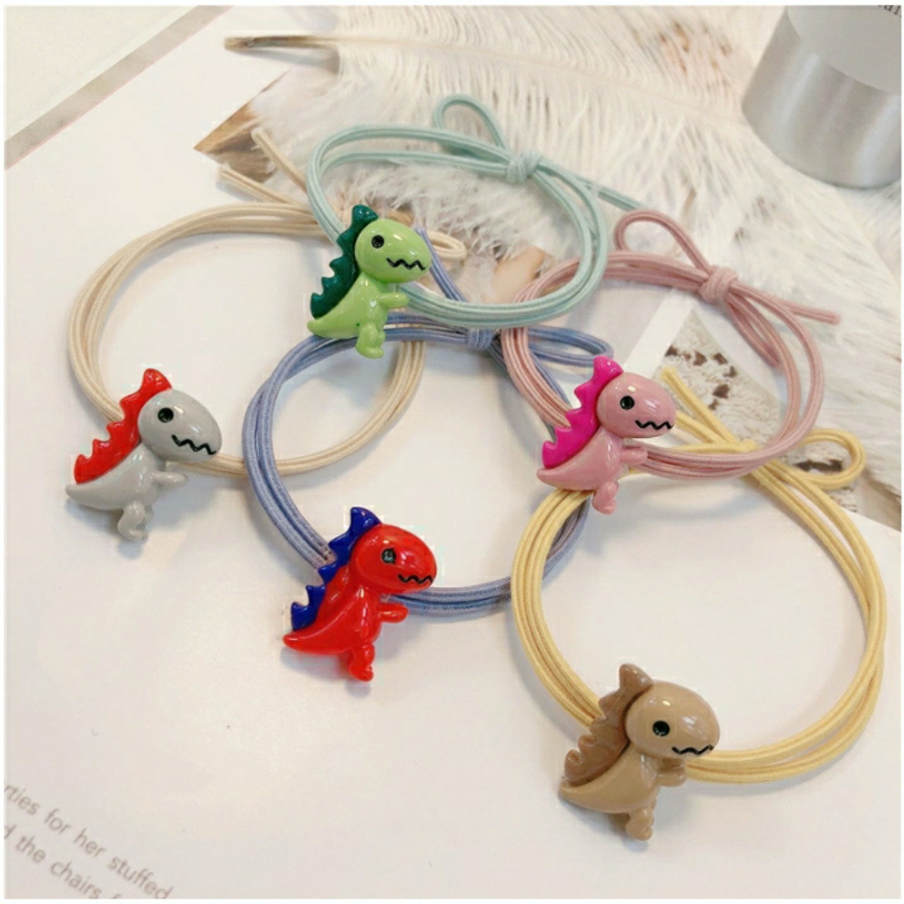 [HCM](Set 5 sợi) Chun buộc tóc/Thun cột tóc hoạt hình khủng long CT07V
