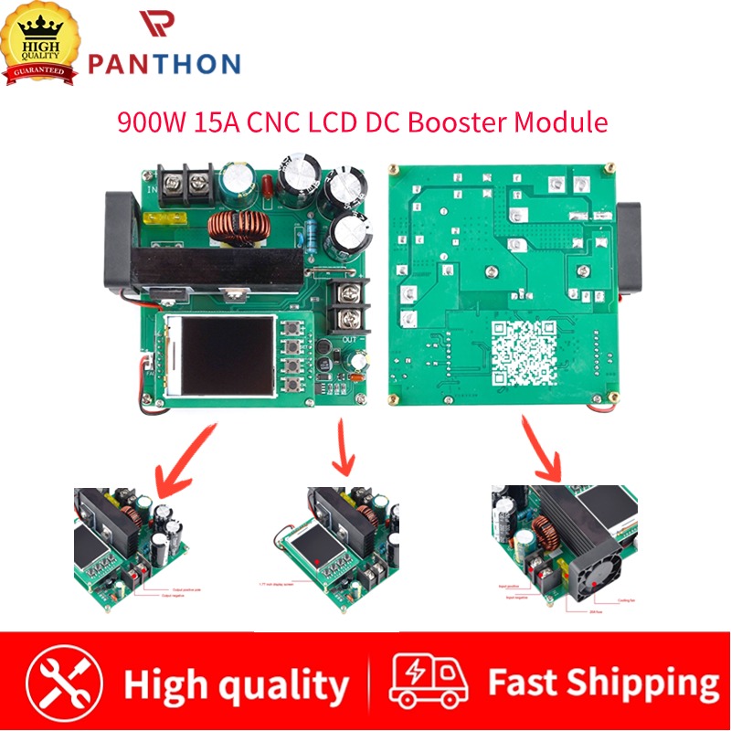 Panthon 1pc 900w 15a pcb cnc lcd display constant current and constant voltage dc boost module green