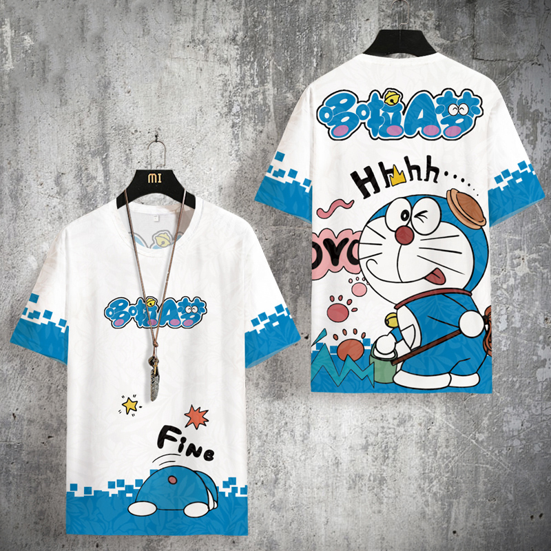 Doraemon Tshirt Short Sleeve Top Unisex Cosplay Jingle Cat 3D Shirt For Kid Adult Graphic Casual Plus Size Tee