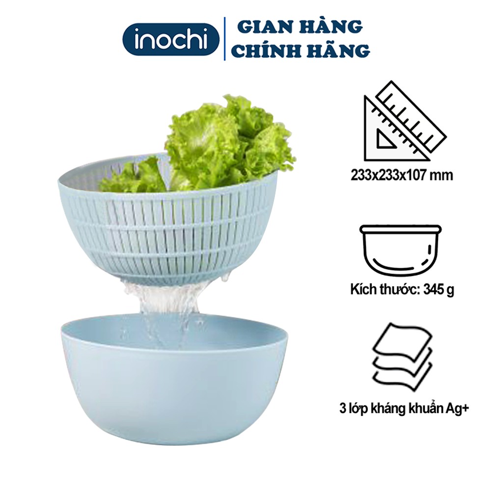 Thau rổ dẻo 23cm đựng hoa quả rau củ nhựa dẻo inochi Nhật Bản loại cao cấp chắc chắn sang trọng phủ Ag+ kháng khuẩn