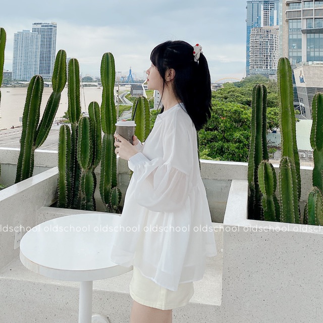 (Oldschoolcloth)ÁO BABYDOLL VOAN NÚT GIẢ GỖ (ảnh thật/sẵn)