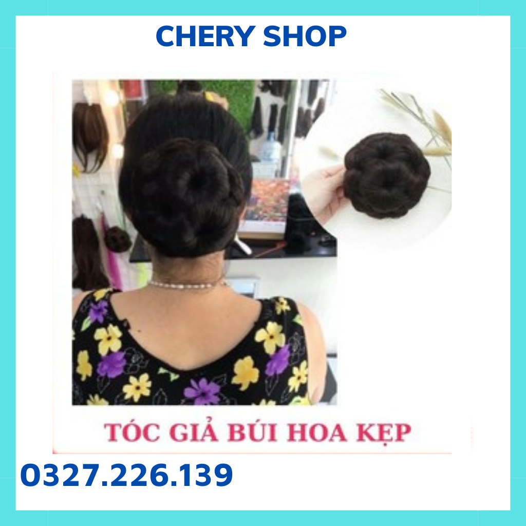Tóc giả búi - Tóc giả búi hoa kẹp trung niên
