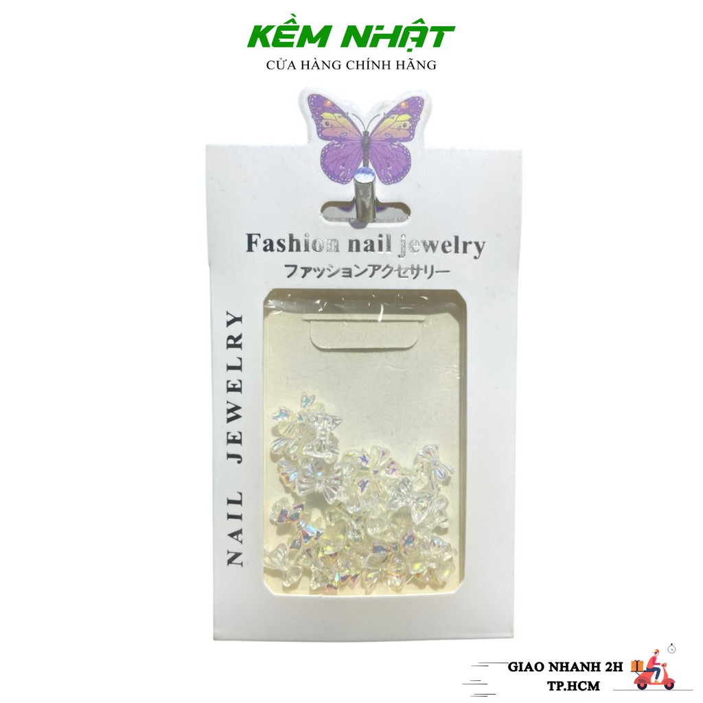 Set charm hoa nhựa trắng trong đính móng