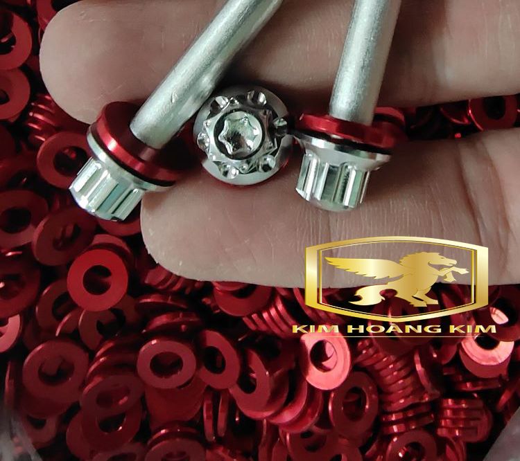 Long Đền nhôm 6li gắn ốc lốc máy màu Đỏ siêu rẻ đẹp 1 con