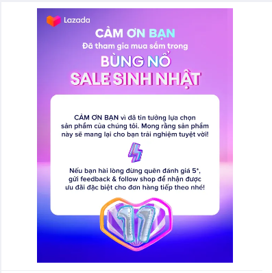Thư điện tử cảm ơn đã lựa chọn shop