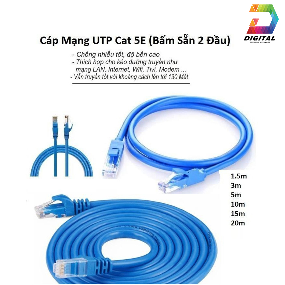 Cáp Mạng 2 Đầu Bấm Sẵn LXF Tốc Độ CAT 5E Đúc 2 Đầu