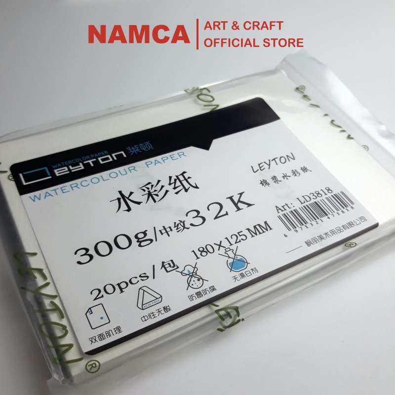 Mua Giấy vẽ màu nước Leyton cao cấp 300gsm 100% cotton, vân hot - cold press, có độ trắng tự nhiên, loang màu tốt