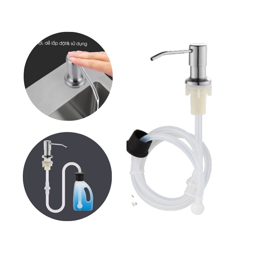 Bộ Vòi Xịt Nối Bình Xà Bông Visenta Bằng Kim Loại Và Cao Su, Nhấn Để Lấy Nước Rửa Chén Gắn Chậu Rửa Chén Bát