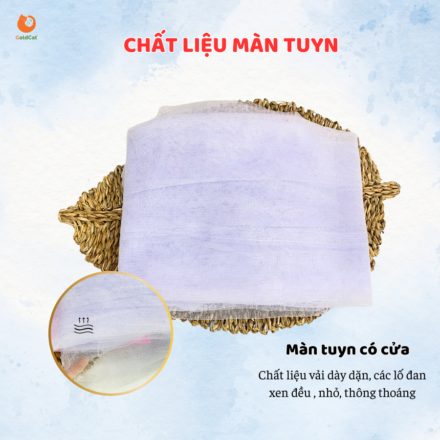 Màn cũi cho bé và cây treo Goldcat ( xanh-hồng- trắng)