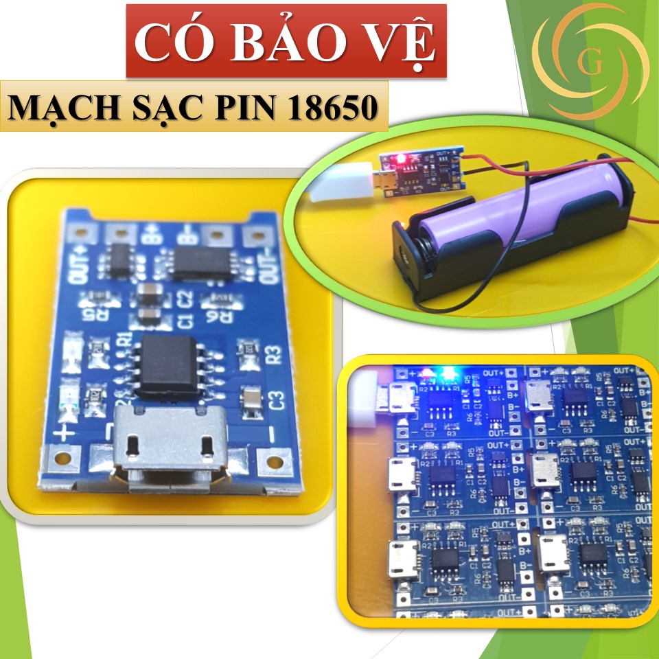 Mạch sạc pin 18650 lithium 3.7-4.2v tp4056 micro usb