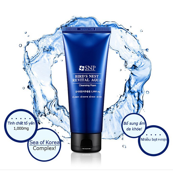 Sữa rửa mặt dưỡng ẩm chuyên sâu tinh chất tổ yến snp birds nest revital aqua cleansing foam