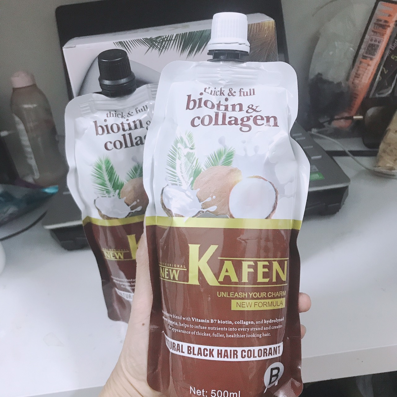 [Hàng Mới] Nhuộm Đen Phủ Bạc Thảo Dược Kafen Dừa 500mlx2