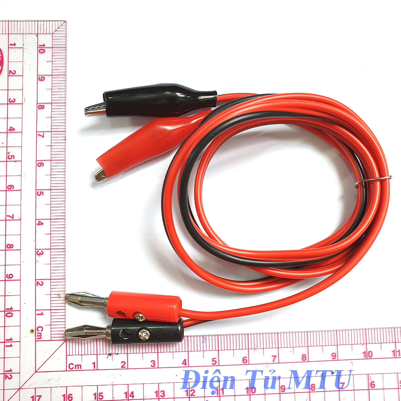 Dây Test Điện Tử 2 Đầu Kẹp Cá Sấu dài 1m (1 cặp dây đỏ & đen)
