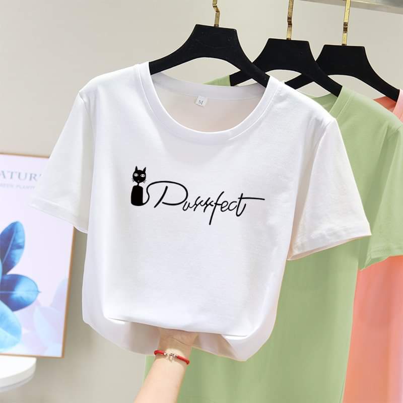 [HCM]Áo thun nữ form rộng hàn quốc in hình Mèo Đen Mẫu Mới dễ thương vải dày mịn mát