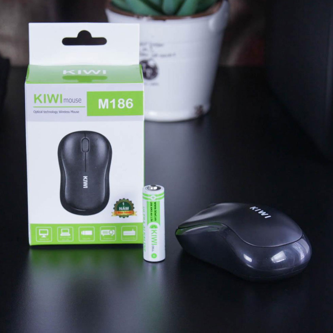 Chuột không dây Kiwi M186, tặng kèm pin tiểu Kiwi AA - Hàng Chính Hãng
