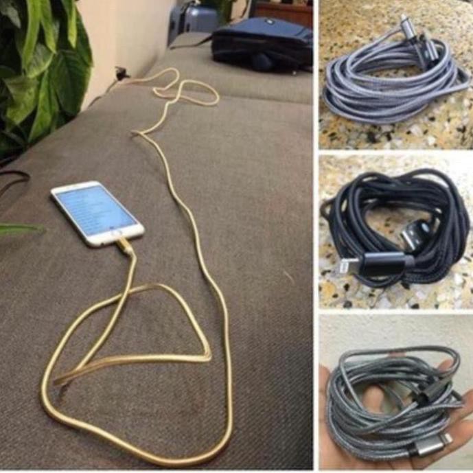 cap sạc 3 mét bọc dù cho iphone- chống gãy