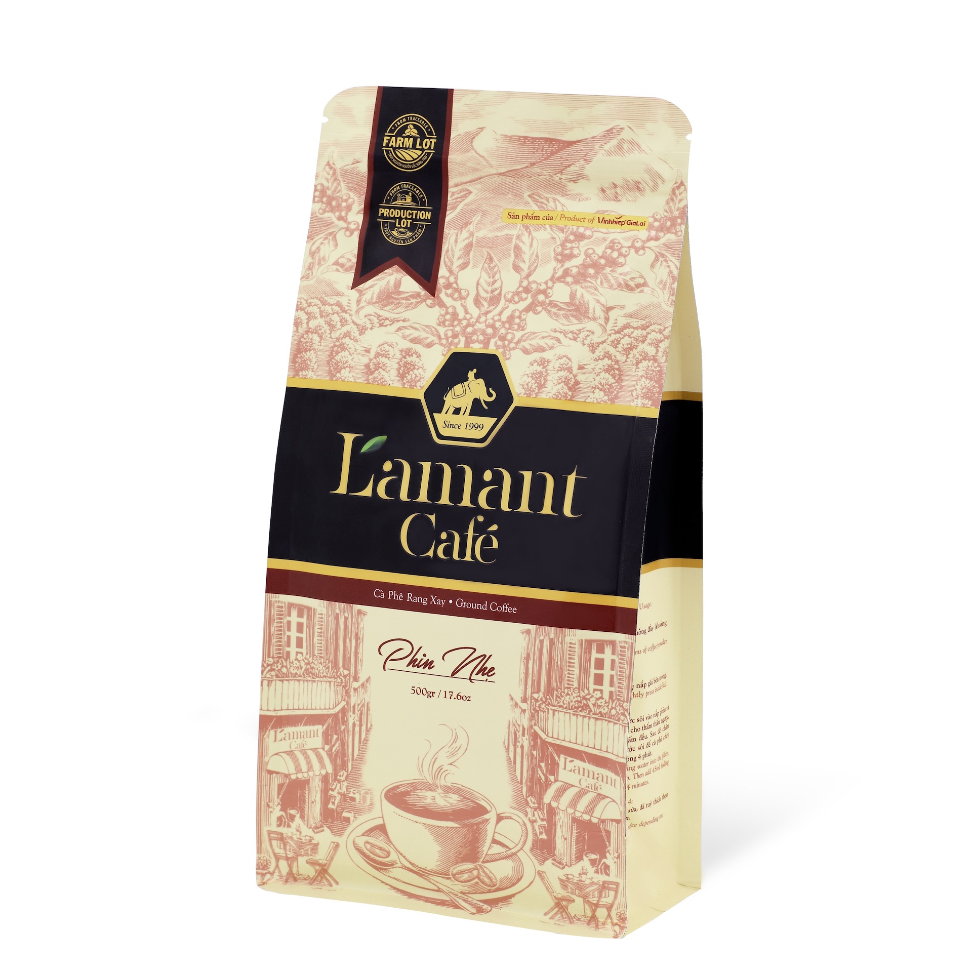 Cà phê rang xay L’amant Phin nhẹ - L’amant Ground Coffee - Light 500gr