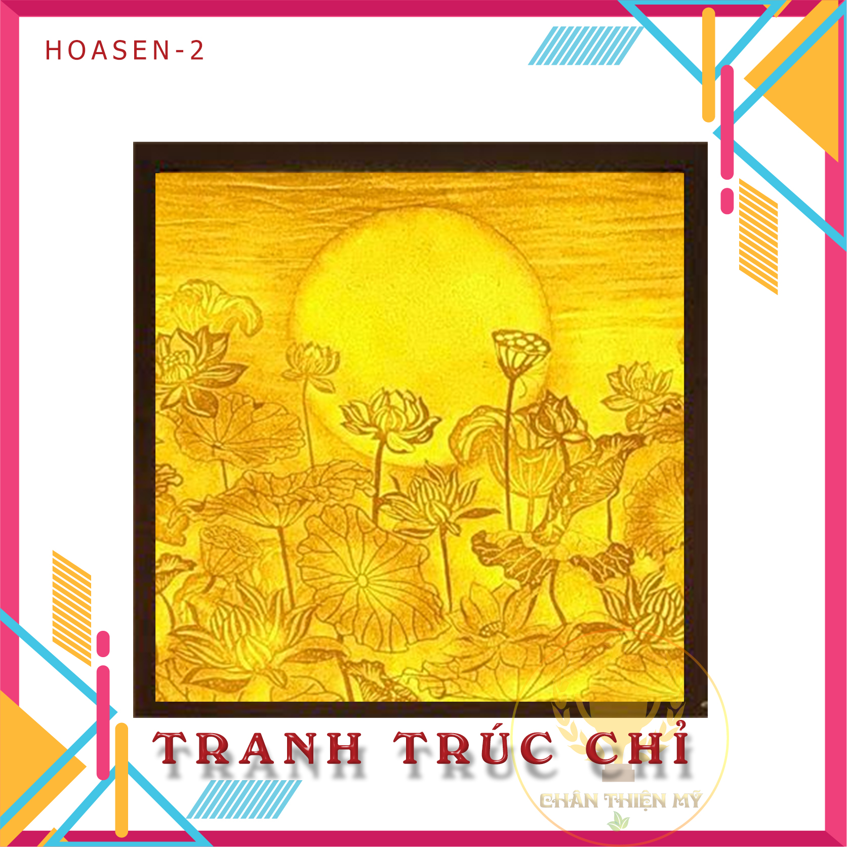 Tranh trúc chỉ vuông - Hoa Sen 2
