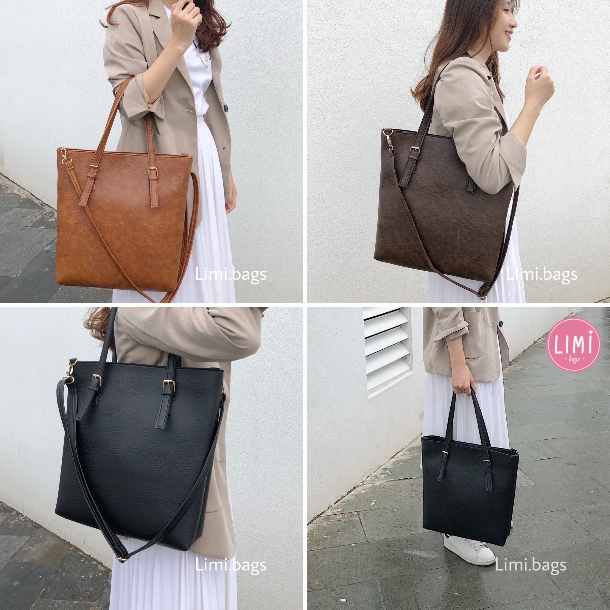 Túi Xách Nữ Da Công Sở SUPER BIG TOTE đựng Laptop A4 bản to phù hợp đi dạy đi học đi làm Limi bags