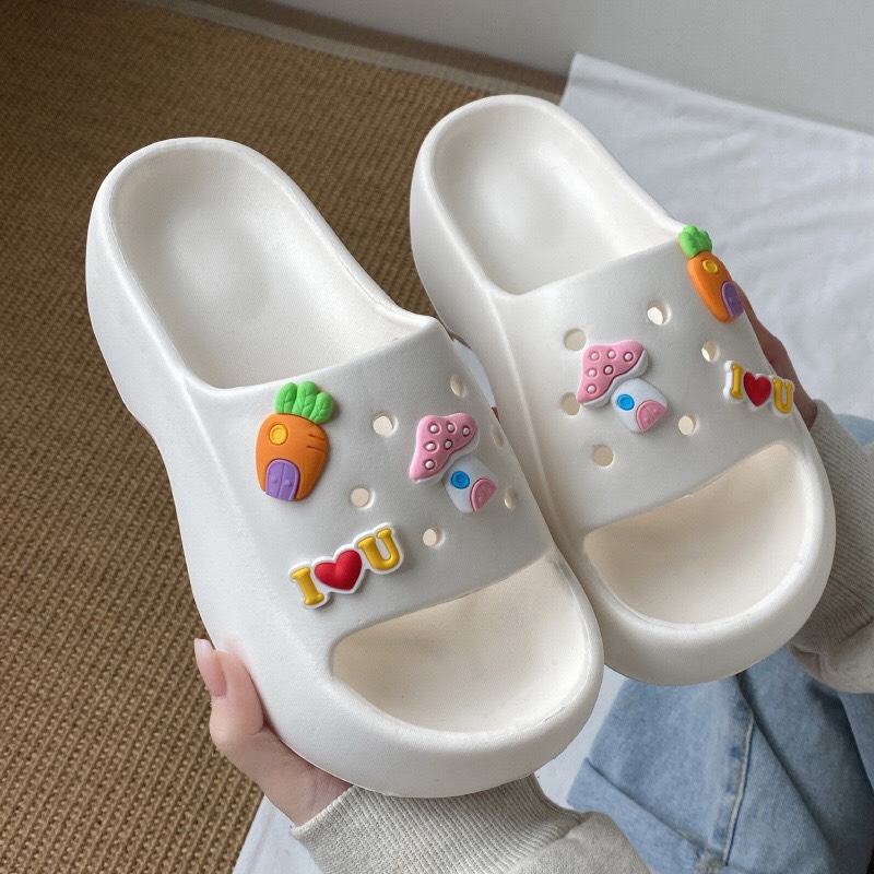 Dép bánh mì độn đế ILU kèm sticker đế 5.5cm êm chân - dép ulzzang nữ cao cấp 2022