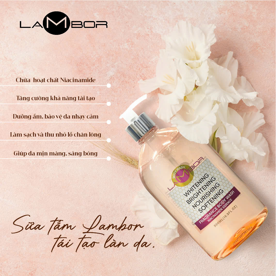 SỮA TẮM CAO CẤP TÁI TẠO LÀM TRẮNG, MỊN DA LAMBOR 500 ML - CHÍNH HÃNG