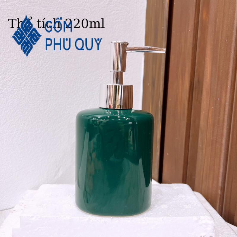 Bình đựng dầu gội ⚱ gốm sứ bát tràng ⚱ chai chiết xà phòng,bình sứ xanh cổ vịt gomphuquy dnc05