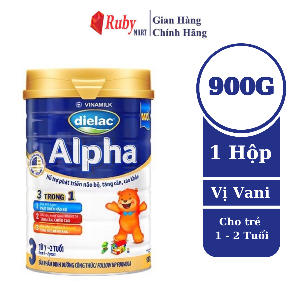 Sữa bột Dielac Alpha 3 - lon 900g (cho trẻ từ 1 - 2 tuổi)
