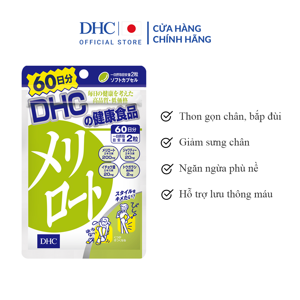 [HSD 28/02/2025] Tpbvsk DHC Melilot 60 ngày (Viên uống DHC hỗ trợ thon gọn bắp chân, giảm tình trạng da sần vỏ cam)
